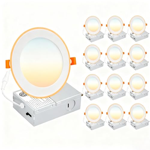 Catálogo para Comprar On-line Iluminación empotrable al mejor precio. 47 Paquete de 12 luces de techo LED empotrables de 5 CCT de 6 pulgadas con luz nocturna, 2700 K/3000 K/3500 K/4000 K/5000 K, iluminación ultrafina seleccionable, 12 W = 110 W, 1100...