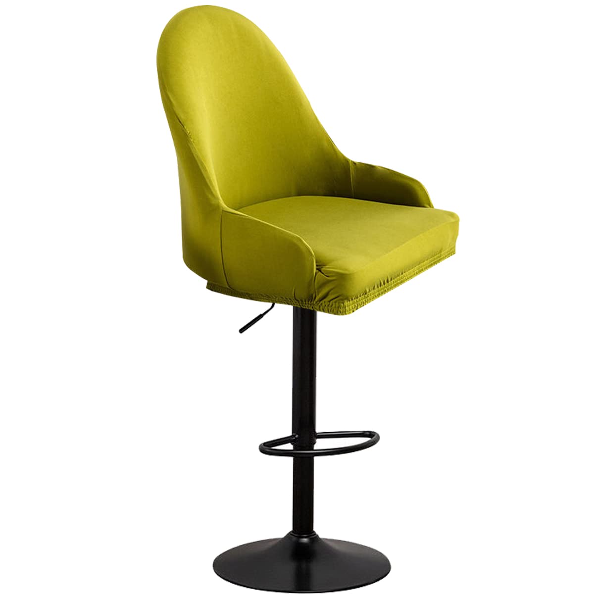 XGANGM Curved Back Bar Stool Slipcovers with Arms set of 4/2/1 Bar Accent Kitchen Counter Height Chair Covers Swivel Stretch Pub Stool Slipcover for Office Dining Chair,yellow green,4pcs