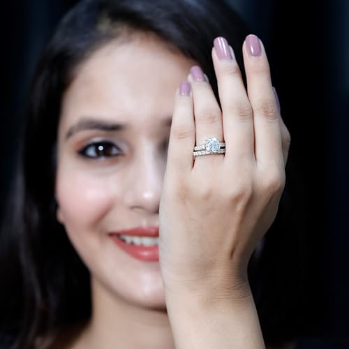 8 MM Moissanite Solitaire Bridal Ring Set with Matching Band, D-VS1 Quality4