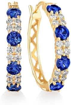Moissanite and Sapphire/Ruby/Emerald 20mm Hoop Earrings for Women...