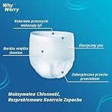 WhyWorry Bielizna na nietrzymanie moczu dla Kobiet i Mężczyzn, Pieluchy Majtki dla Dorosłych, Chłonne Majtki inkontynencyjne z chłonnością przez noc, kontrola zapachu, Unisex, Rozmiar L, 104 Sztuk