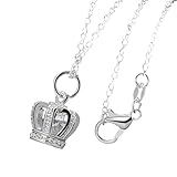 XHYRHTS Accesorios para niñas Collar de Corona de circonita AAA Brillante de Plata de Ley 925 para Mujeres y niñas, Exquisito Collar con Colgante de Reina Real - Colgante de Corona, Collar de Tiara