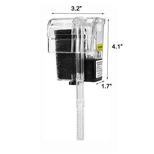 Image of AQUANEAT Aquarium Hang on HOB Power Filter 5 Gallon Rimless Small Fish Tank Filter 90GPH (up to 5Gal) (Pack of 2)