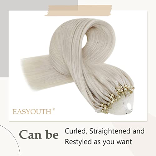 Easyouth Micro Ring Hair Extensions Human Hair Blonde Micro Bead Hair Extensions Real Human Hair White Blonde Microlink Hair Extension Human Hair for Short Hair 14 Inch 50g 50s - Image 3