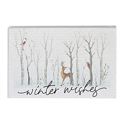 Simply Said INC Small Talk Rectangles Winter Wishes Serene Winter Landscape on Rustic Distressed Wood 35 x 525 Made In USA
