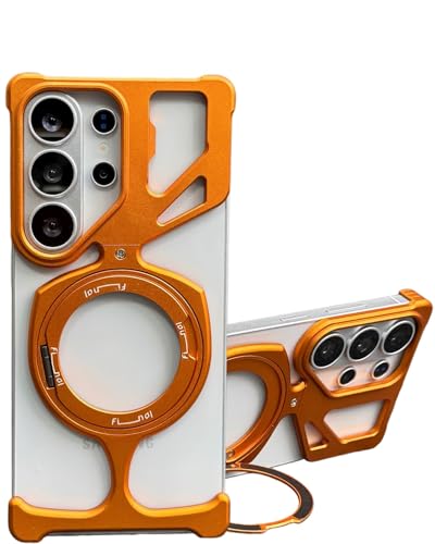 Coque S25 Ultra Dos Ouvert Orange Idéale pour la Vidéo et Charge Sans Fil