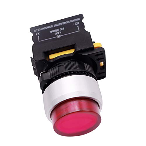 Mxuteuk 2Pcs High Head Red Green Led Light Voltage 110V-220V 22Mm 1No 1Nc Waterproof Ip65 Spst Latching Push Button Switch 10A 600V La155-A1-Gtrg #TOP4