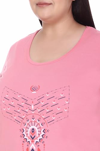 Image of CUPID Women's Cotton Round Neck Half Sleeves Regular Fit Long Tops, Night n Sleep Wear, Daily Use Gym n Lounge Wear T Shirt with Pocket L to XXL