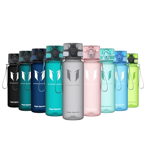 Super Sparrow Botella de Agua Deportiva - 500ml - Sin BPA (Mate- Gris)