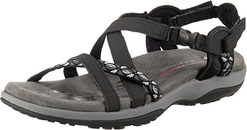 Skechers Reggae Slim - Vacay, Sandali Donna, Black Dark Blk, 36 EU