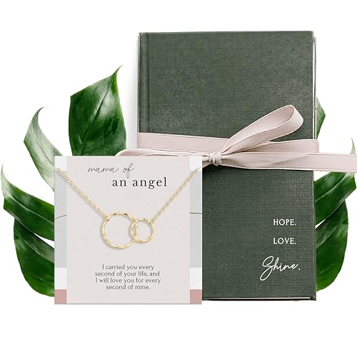 HOPE LOVE SHINE Miscarriage Gifts For Mom Loss Pregnancy Misscarried Loss Memorial Necklace Gift Mom of Angel 2 Circles linked Bereavement Remembrance Box Gold (GOLD)4