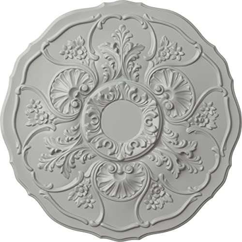 Image of Ekena Millwork CM22CNFRF 22 OD x 1 1 /2 P Cornelia Ceiling Medallion (fits Canopies up to 4 inch), Frost