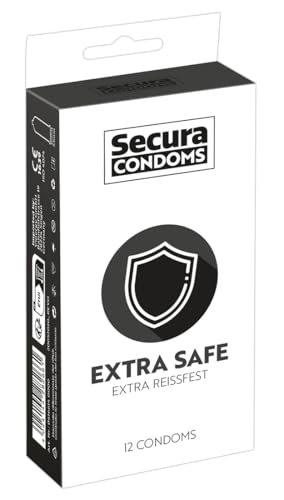 Secura Extra Safe 12er Kondome - 12 extra dicke Präservative für langanhaltenden und sicheren Sex, zur Verhütung ohne Hormone für Männer, dicke Wandstärke
