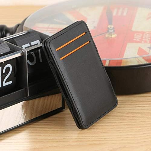 Miniatura 4 de Qwent Billetera de viaje para mujer con clip de cuero billetera plegable billetera mágica para dinero monedero neutro mini cartera para ataúd negro