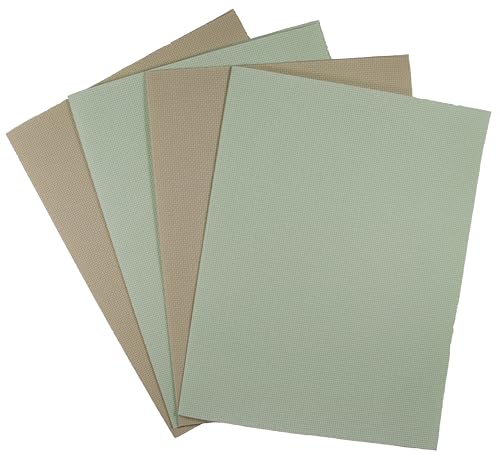 Image of KCS 4 pc of 12 inch x 18 inch(30cmx45cm) 14CT Counted Cotton Aida Cloth Cross Stitch Fabric (Light Green+Yellow Beige it)