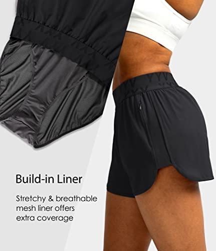 YYV Women's Running Shorts with Zipper Pockets Quick-Dry Elastic Waist Band Athletic Gym Shorts for Women with Liner3