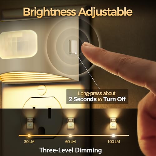 Image of DORESshop LED Night Light[4 Pack], Night Lights Plug into Wall, Plug in Night Light with Motion Sensor, Dusk to Dawn Sensor, Nightlights for Adults, Bedroom, Bathroom, Hallway, White Cover
