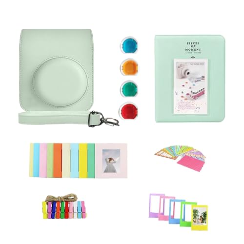 Image of FUJIFILM INSTAX Mini 12 Instant Film Camera | Mint Green Bundle | with INSTAX Mini Instant Film | 40 Exposures + Instax Accessory Bundle + AA Batteries + Cleaning Cloth (10 Items)