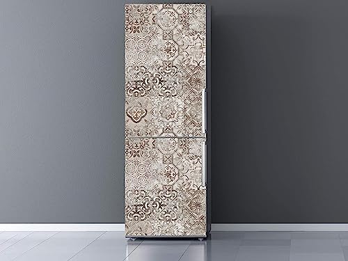 Oedim Vinilo para Frigorífico Diseño Imitación Cerámica Vintage, Vinilo Premium, 200x60cm | Adhesivo Resistente y de Fácil Aplicación | Pegatina Adhesiva Decorativa de Diseño Elegante