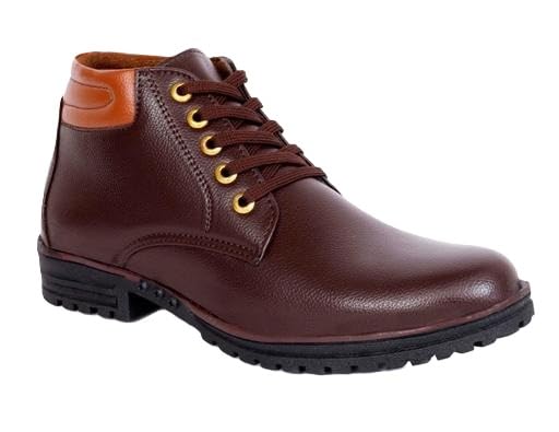 Image of Leather Men's Long Boots Stylish Lace-Up Outdoor Casual Foot with Durable TPR Sole Classic Solid Design for Daily