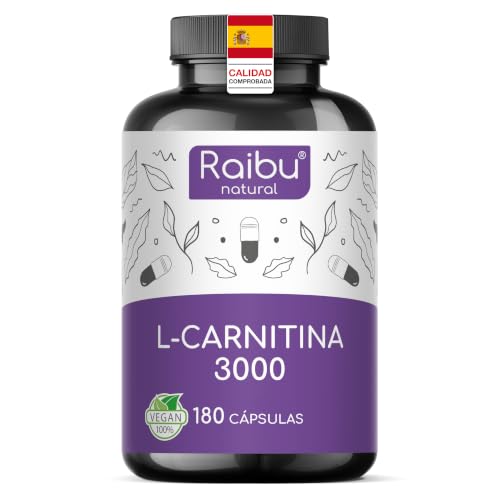 L-Carnitina 3000 mg - XXL Botella con 180 Cápsulas de Alta Dosis - Aumento de Energía y Resistencia - L-Carnitina Tartrato Puro - Natural, Testado en Laboratorio y Vegano
