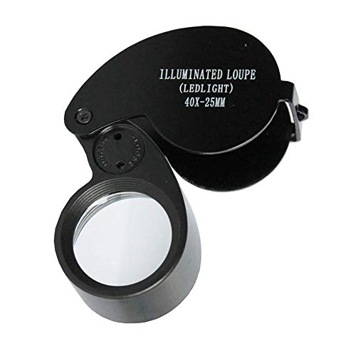 LIXFDJ Boutique Magnifying glassPortable 40X Full Metal Illuminated Jewelry Loop Magnifier,Pocket Folding Glass Jewelers Eye Loupe with LED Light(Jewlers Identifying Type)/Product Code: WW-2028