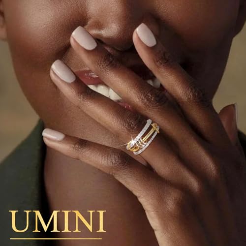 18K Gold plated Stackable Rings For Women Silver And Gold Stackable Ring Set Cubic Zircon Mixed Metal Rings For Engagement Wedding Birthday Valentine's Day Mother's Day Gift3