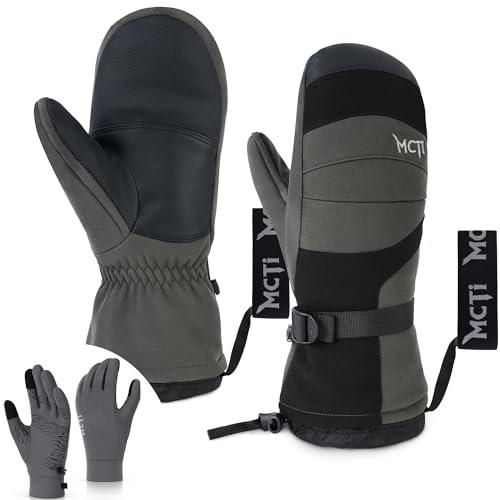 MCTi 2 in 1 Winter Ski Gloves for Men, Waterproof Snowboard