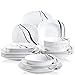 VEWEET Tereasa Juegos de Vajillas 24 Piezas de Porcelana con 6 Cuencos de Cereales, 6 Platos, 6 Platos de Postre y 6 Platos Hondos para 6 Personas
