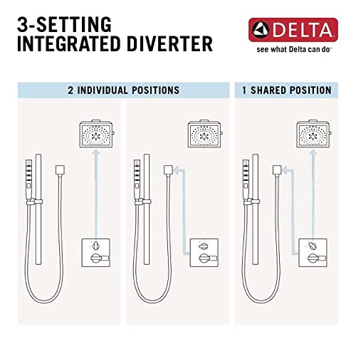 Delta Faucet Ara 17 Series Dual-Function Shower Handle Valve Trim Kit With 3-Setting Integrated Diverter, Stainless T27867-Ss (Valve Not Included) #TOP4