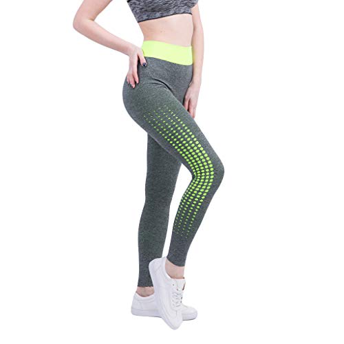 Givekoiu 2019 Women Sports Pants Sexy Skinny Patchwork Gym Workout Training Yoga Leggings Running Trousers (Yellow,S)