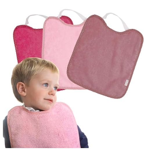 PIROLETE | Pack 3 baberos tonos rosa - baberos bebe impermeables - babero impermeable bebe - baberos con goma guarderia - baberos impermeables bebe - baberos rizo guarderia - babero bebe (Rose)