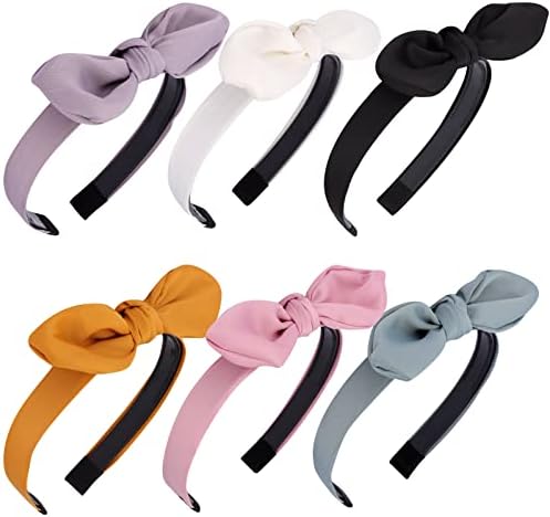 Jaciya Bow Headbands for Women Non Slip Fashion Knotted Thin Headband with Bow Cute Top Knot Hair Bands for Women Girls One Size