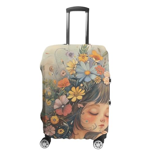 Luggage Cover Elastic Suitcase Cover Anti-Scratch Suitcase Covers Travel Floral Woman Drawing Luggage Covers Luggages Protector for Travel Adult Luggages Decorative 18-32 Inch