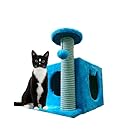 عمود وبيت للخدش للقطط - ازرق