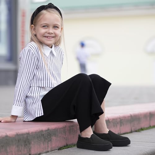 Girls' Slip-On Sneakers Thick Non-Slip Sole, Elastic Stretch Comfort, Easy On/Off Athletic Running Shoes for Kids Toddler2