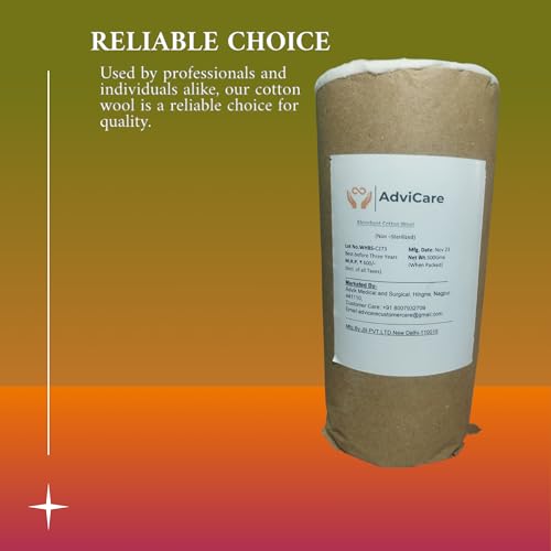Image of Absorbent Pure Cotton Wool for Multipurpose use,Cotton Wool can use for First-Aid, Clinical Use, Makeup Remover, Salon, Beauty Baby care & art and Craft pack of 500gms -White