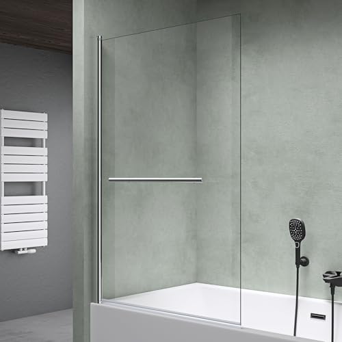 Image of Mai & Mai Bath Shower Screen for Baths | Bath Screen | WH: 95×140cm | Safety Glass with Nano | Handle Bar as Towel Rail | 1 Folding Screen | Cortona1121