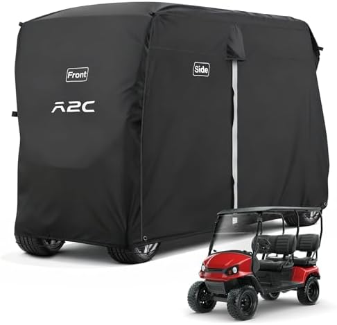 A2C Golf Cart Cover, 600D Heavy Duty Waterproof 4 Passenger Cart Cover,UV Resistant & Windproof Covers, Compatible with EZGO, Club Car, Yamaha