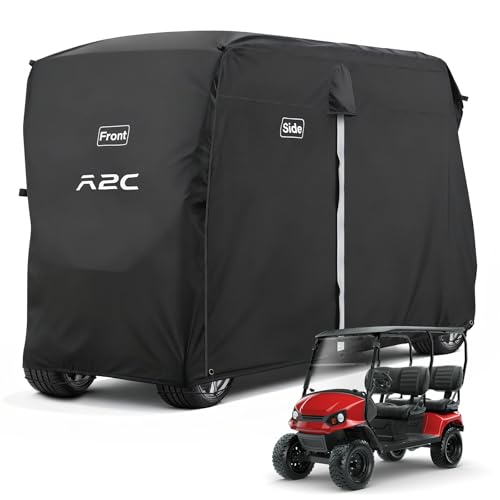 A2C Golf Cart Cover 600D Heavy Duty Waterproof 4 Passenger Cart Cover UV Resistant & Windproof Covers Compatible with EZGO Club Car Yamaha