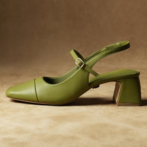 Image of Theater Women Twiggy Mary Jane Block Heel Sandals with Square Toe and Adjustable Buckle Slingback | Cushioned Comfort for Office & Formal Wear