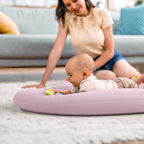 Image of Baby Lounger for Newborn: Skin-Friendly & Breathable | for 0-12 Months Infant Tummy Time Playtime & Diaper Changes - Portable & Lightweight Cushion for New Parents (Pink)