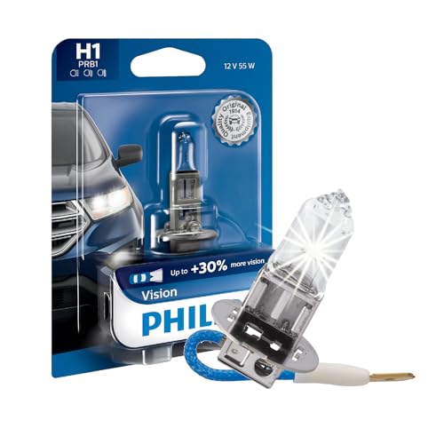 Philips Automotive Lighting H1 Vision Upgrade Automotive Replacement Headlight Bulb, Fits Select High Beam, Low Beam, or Fog Positions (Pack of 1)