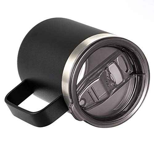 Image of 12oz Stainless Steel Insulated Coffee Mug with Handle, Double Wall Vacuum Travel Mug, Tumbler Cup with Sliding Lid, Black