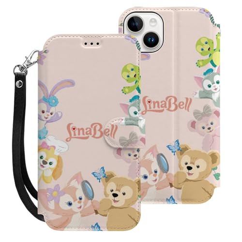 ダッフィーフレンズ iPhone15 Plus用ケース 手帳型 財布型 スマホケース カード収納 PUレザー おしゃれ アイフォン15 Plus用ケース 全面保護 マグネット式 耐衝撃 脱着簡単