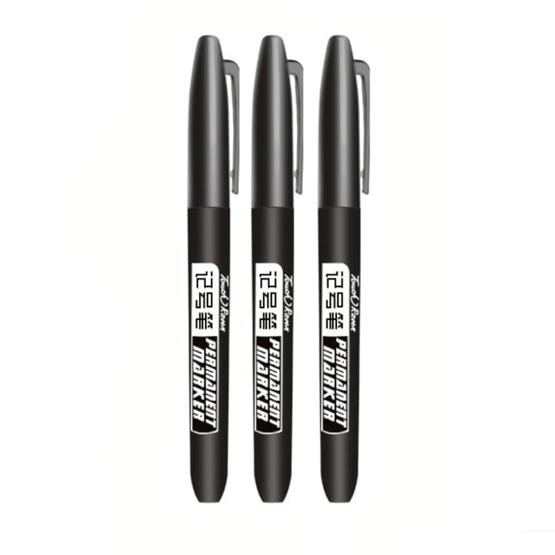Marqueur permanent étanche noir lot de 3 feutres fins indélébiles pour plastique et carton