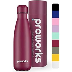 Maceteros Con Botellas Desechables Proworks Botellas de Agua Deportiva de Acero Inoxidable | Cantimplora Termo con Doble Aislamiento para 12 Horas de Bebida Caliente y 24 Horas de Bebida Fría - Libre de BPA - 500ml – UVA Orgánica