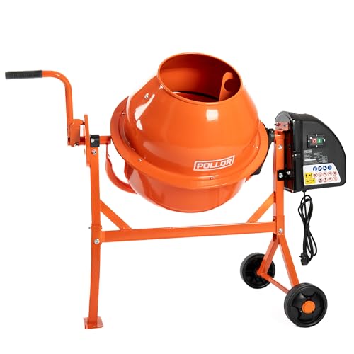 POLLOR Electric Cement Concrete Mixer 70 Litre 220W Mortar Plaster Mixing Portable 230V
