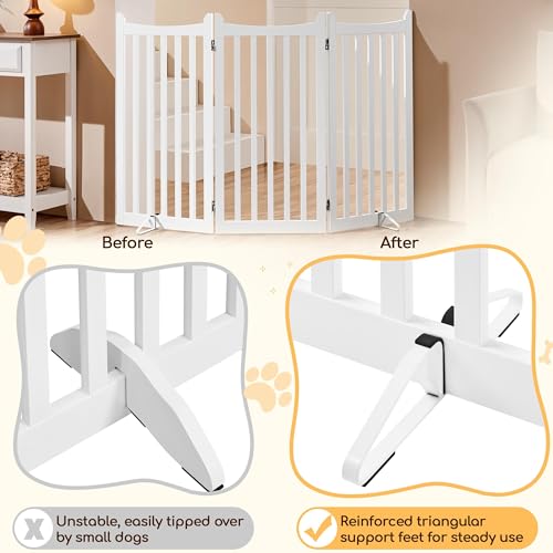Image of Yaheetech Freestanding Wooden Dog Gate, 3-Panel 36in H Foldable Pet Barrier