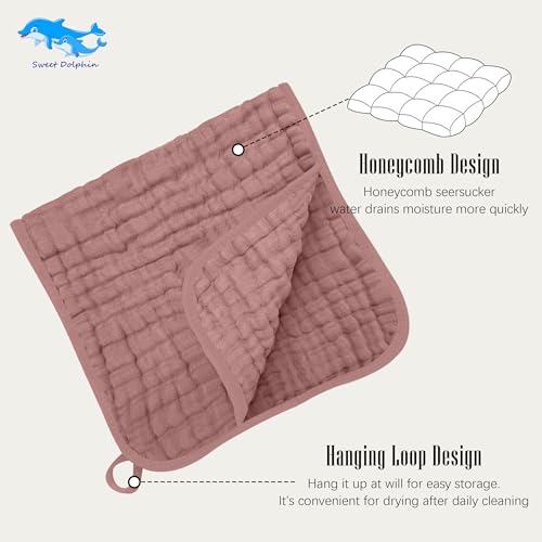 Image of SWEET DOLPHIN 12 Pack Muslin Burp Cloths Large 100% Cotton Burping Clothes for Baby Drool - Absorbent and Soft Boys & Girls Milk Spit Up Rags for Newborn Essentials Registry - Neutral Retro